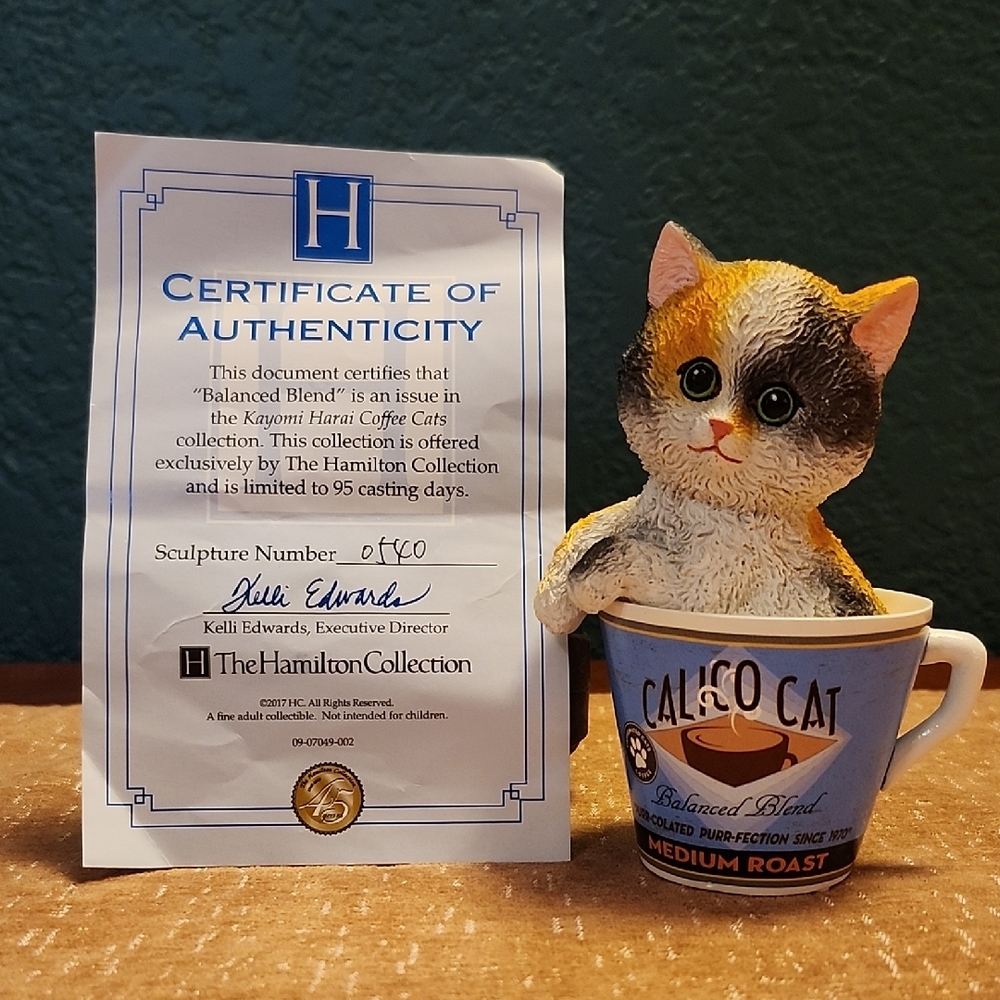 Authentic Japanese Kayomi Harai Coffee Cat Figurine (So Kawaii!)